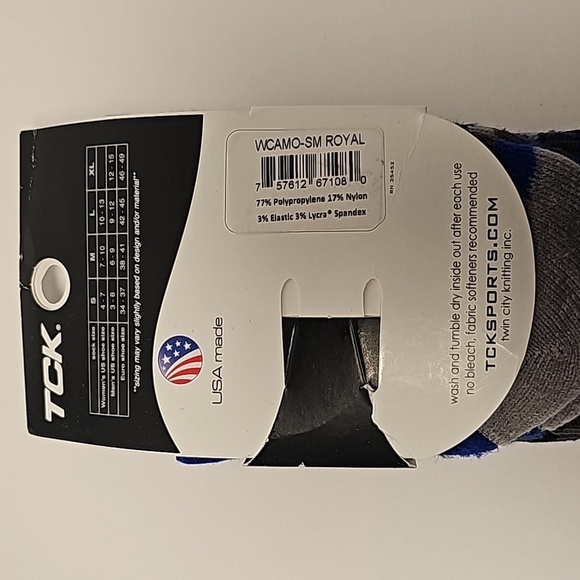 TCK Sports Elite Performance Socks Calf ProDRI Antimicrobial USA Royal Camo S - Picture 3 of 5